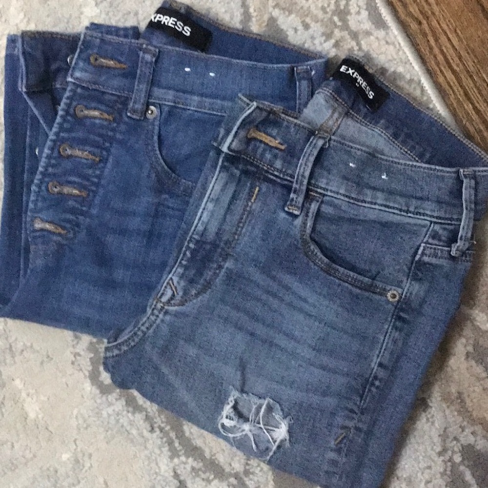 Express Distressed Blue Jeans bundle of 2 size 0
